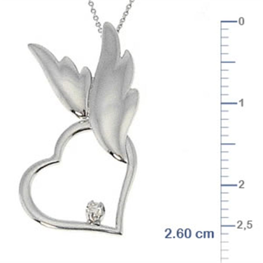 Goldstore-0.02 ct. Pırlanta Gümüş Kalp Kolye