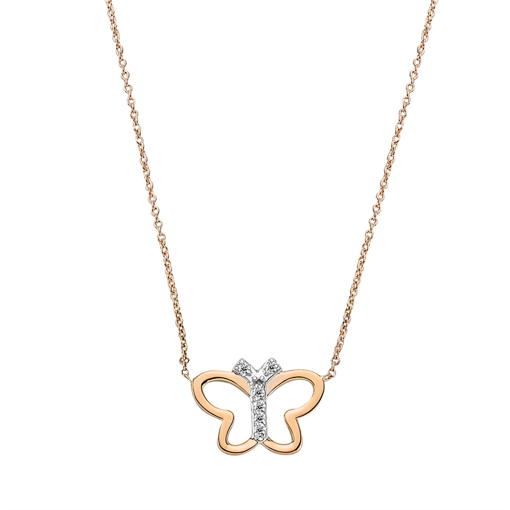 Goldstore-0.03 ct. Pırlanta Kelebek Kolye