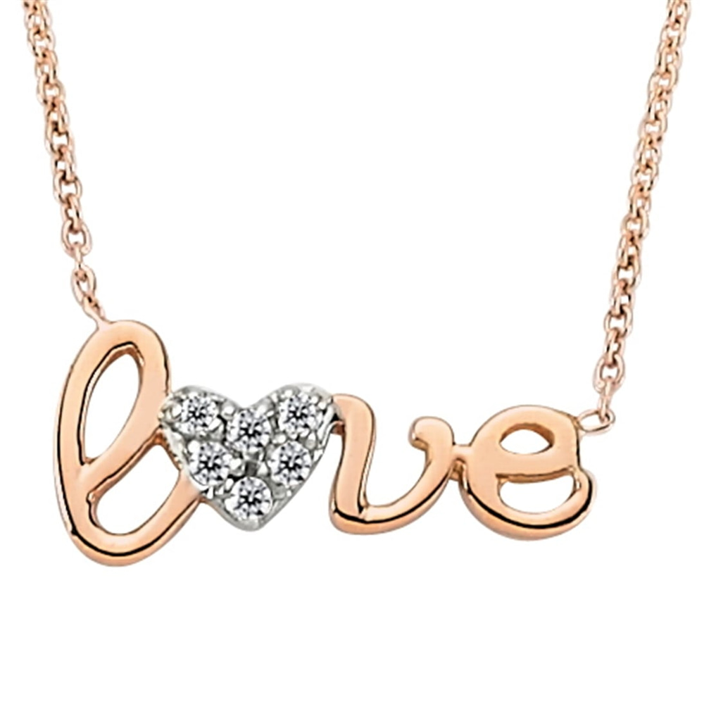 Goldstore- 0.03 ct. Pırlanta Love Kolye