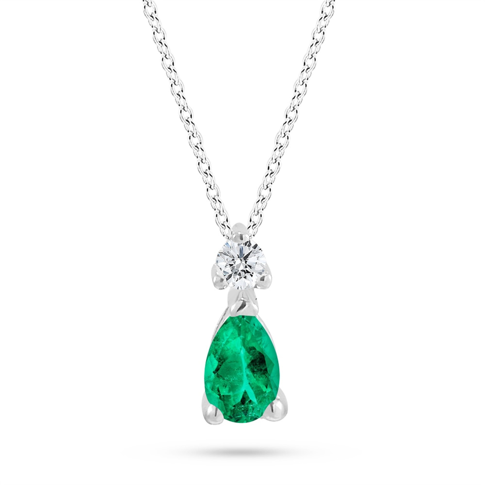 Goldstore-0.04 ct. Pırlanta Zümrüt Kolye