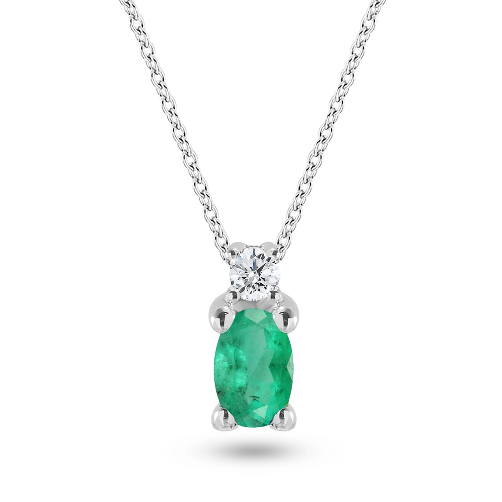 Goldstore-0.04 ct. Pırlanta Zümrüt Kolye