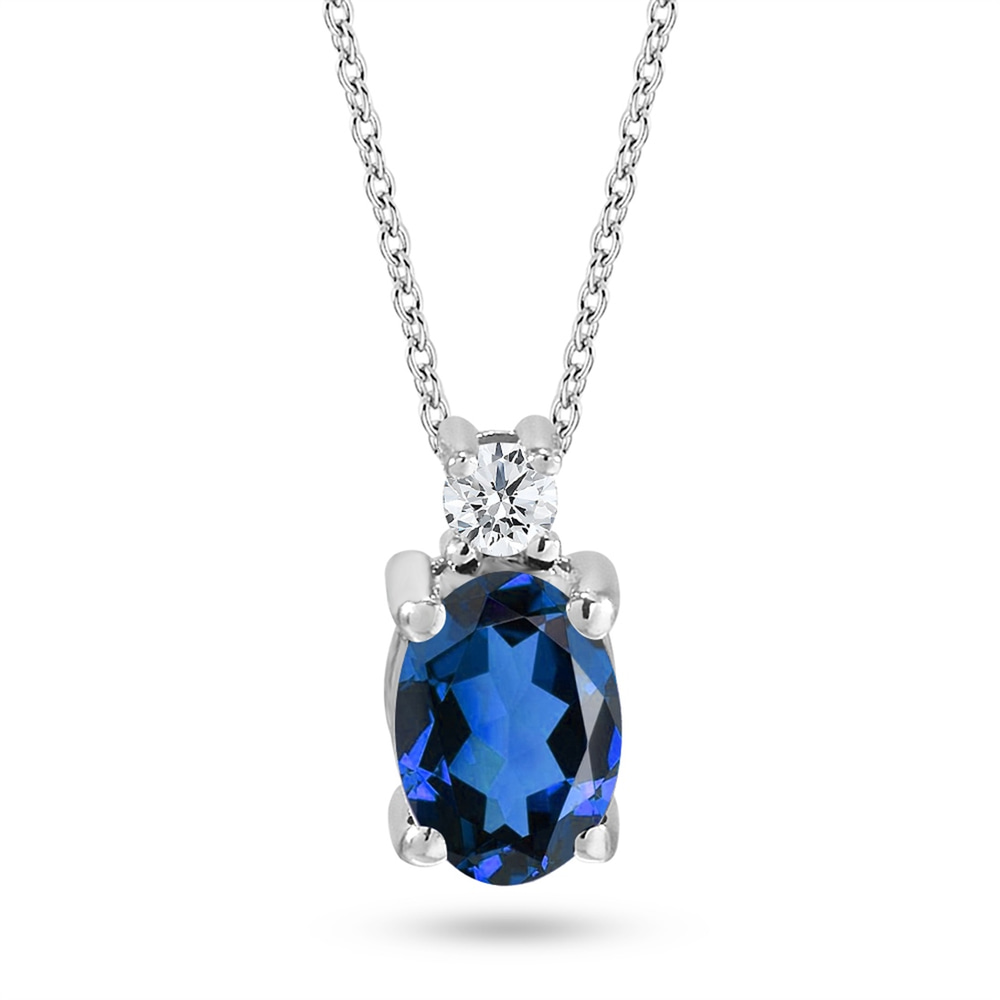 Goldstore-0.05 ct. Pırlanta Safir Kolye