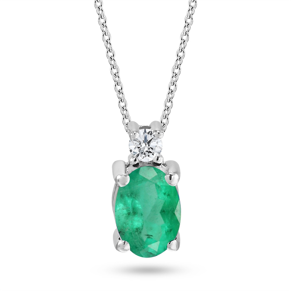 Goldstore-0.05 ct. Pırlanta Zümrüt Kolye