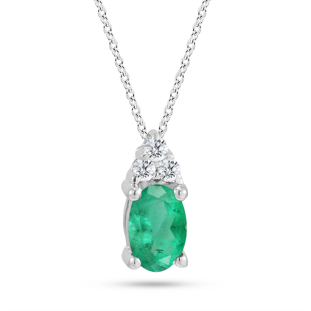 Goldstore-0.05 ct. Pırlanta Zümrüt Kolye