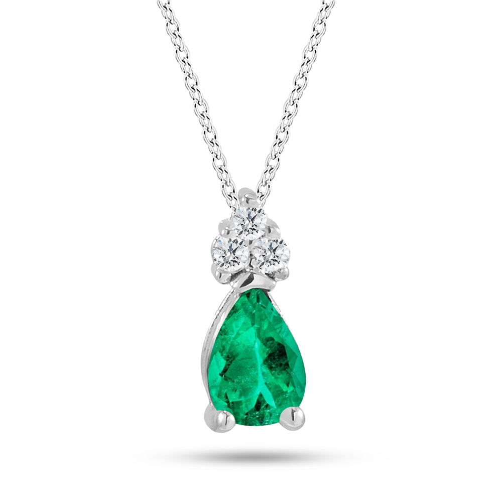Goldstore-0.05 ct. Pırlanta Zümrüt Kolye