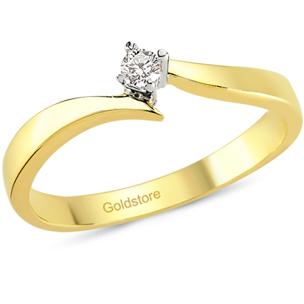 Goldstore-0.06 ct. Pırlanta S Kollu Tektaş Yüzük