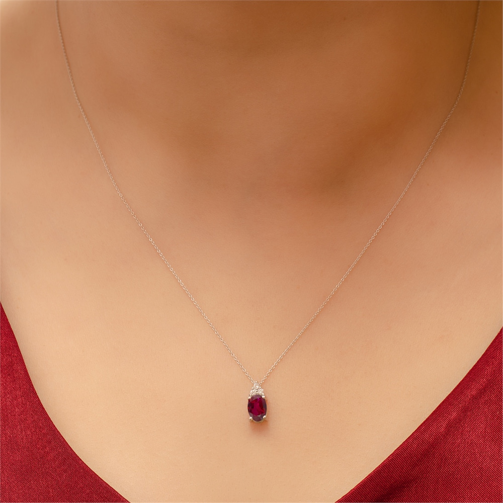 Goldstore-0.06 ct. Pırlanta Yakut Kolye