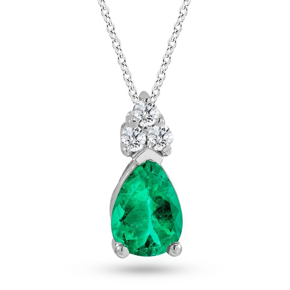 Goldstore-0.06 ct. Pırlanta Zümrüt Kolye