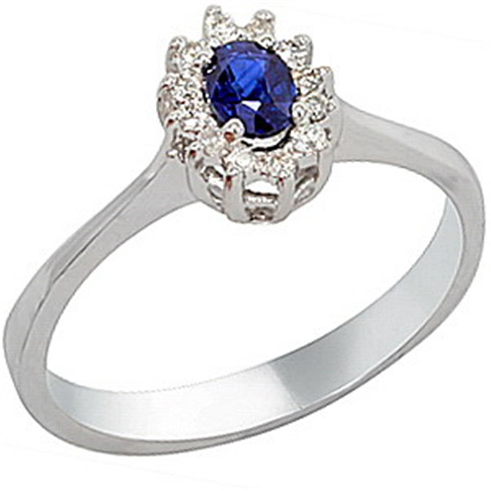 Goldstore-0.07 ct. Pırlanta Safir Anturaj Yüzük