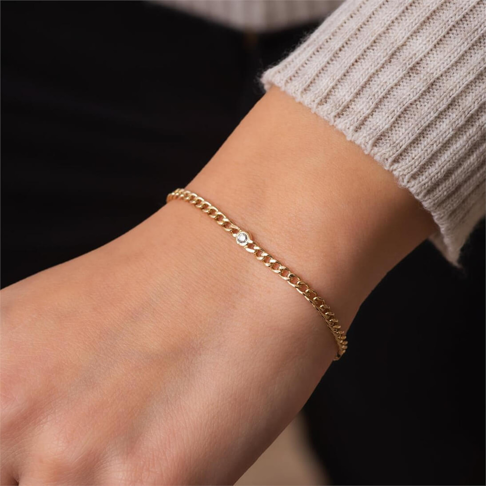 Goldstore-0.07 ct. Pırlanta Tektaş Gurmet Bileklik