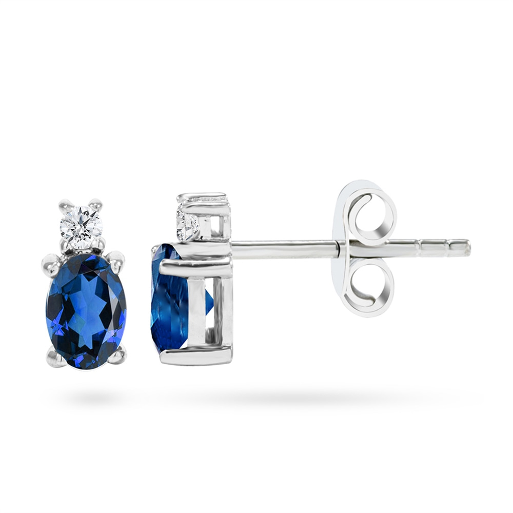 Goldstore-0.08 ct. Pırlanta Safir Küpe