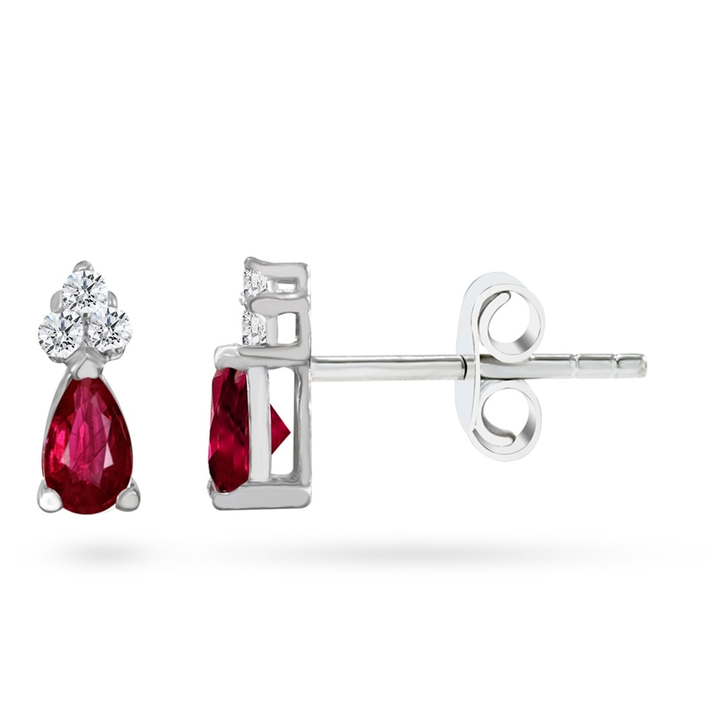 Goldstore-0.08 ct. Pırlanta Yakut Küpe