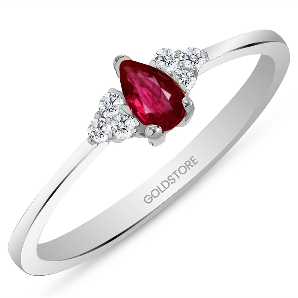 Goldstore-0.08 ct. Pırlanta Yakut Yüzük