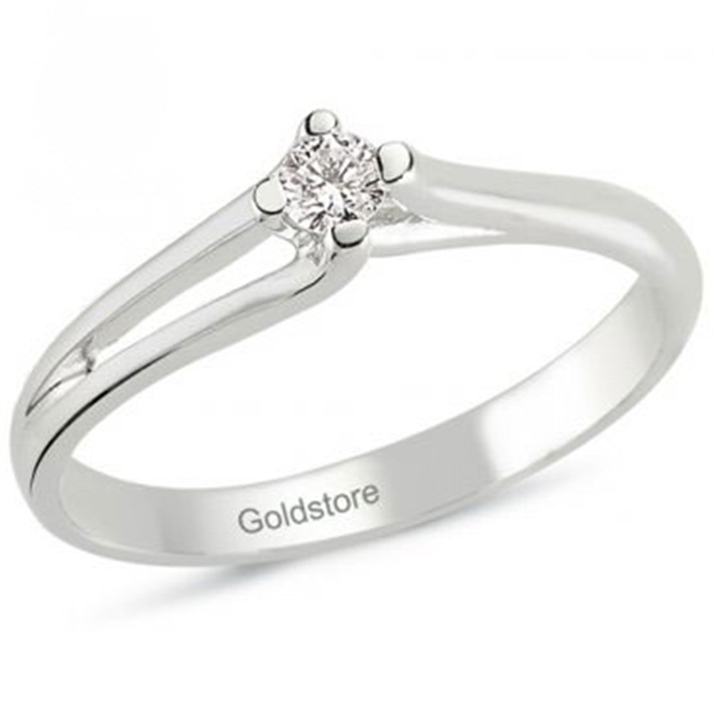 Goldstore-0.09 ct. Pırlanta S Kollu Tektaş Yüzük