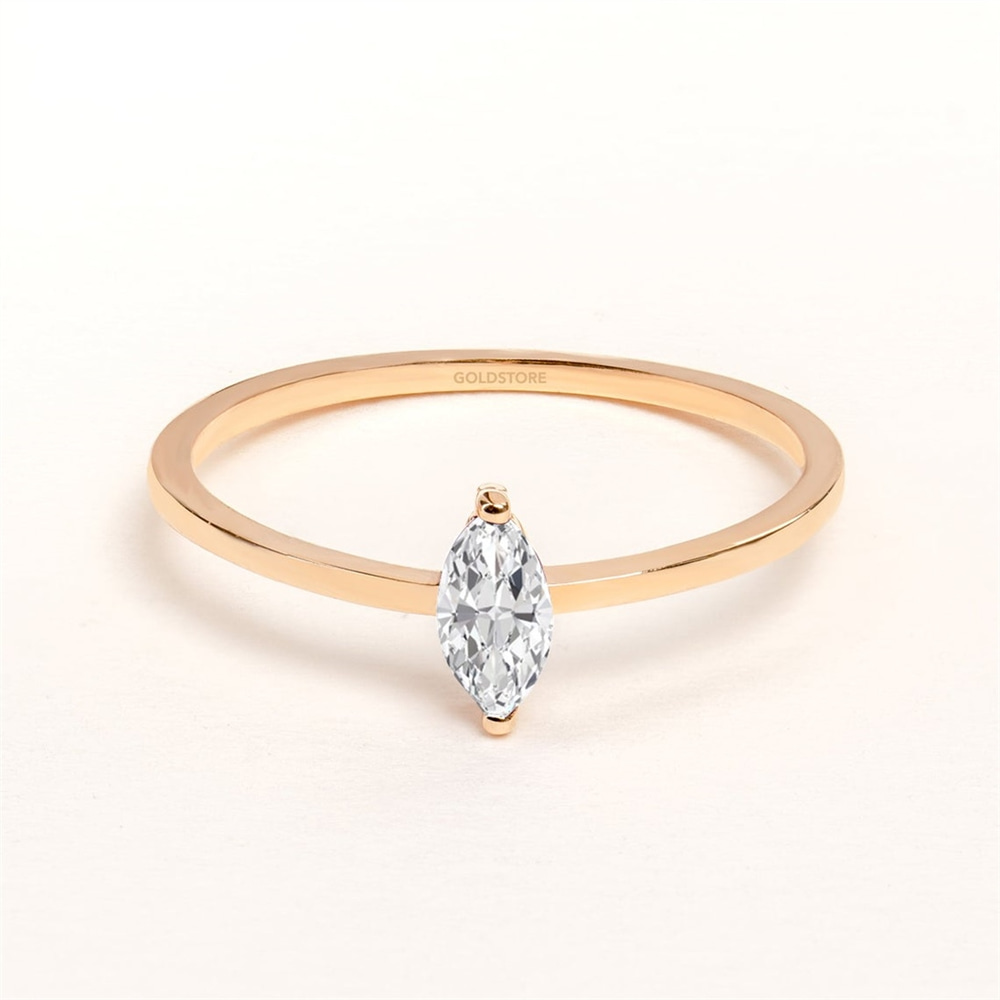 Goldstore-0.1 ct. Pırlanta Markiz Yüzük