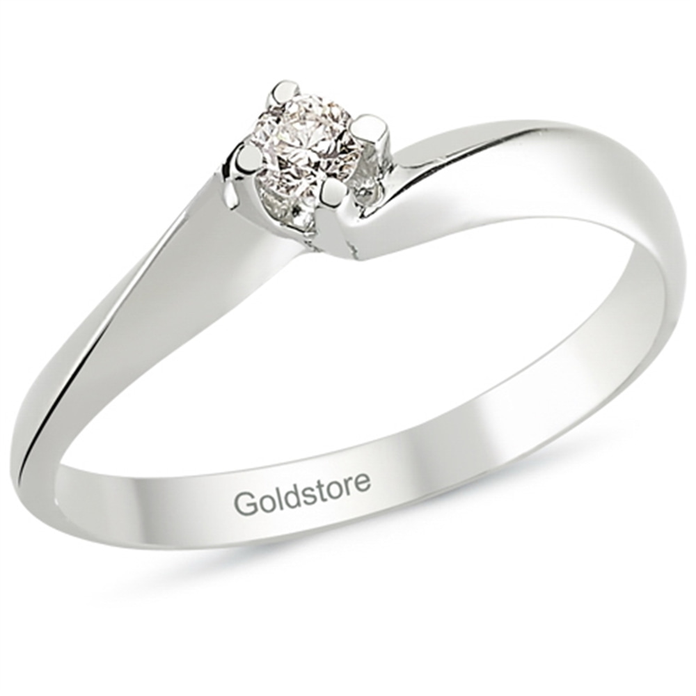 Goldstore-0.1 ct. Pırlanta S Kollu Tektaş Yüzük