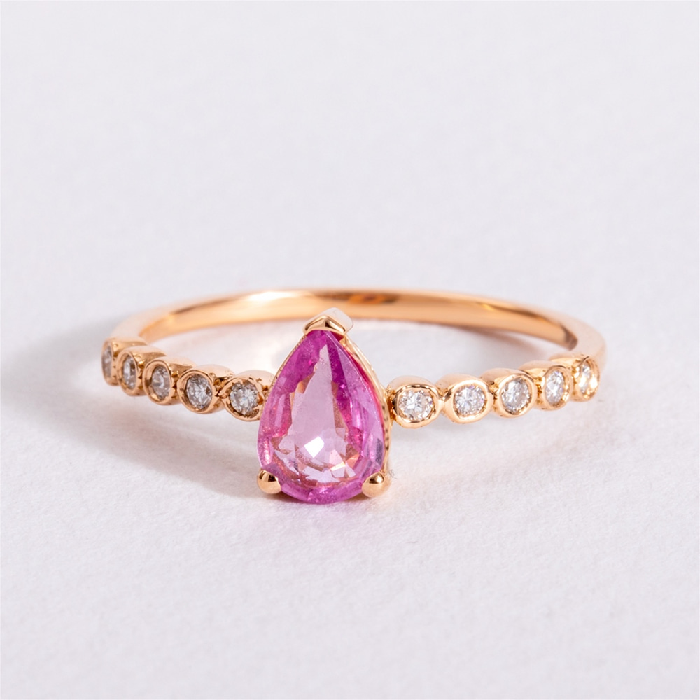 Goldstore-0.12 ct. Pırlanta Safir Fantezi Yüzük