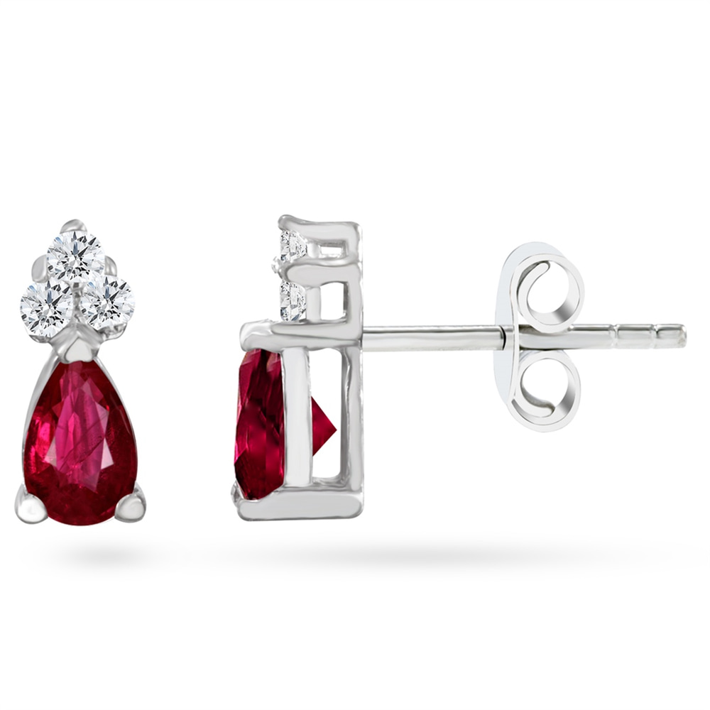 Goldstore-0.12 ct. Pırlanta Yakut Küpe