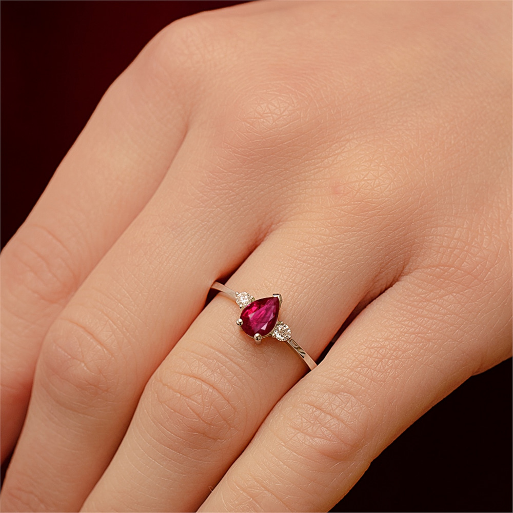 Goldstore-0.12 ct. Pırlanta Yakut Yüzük