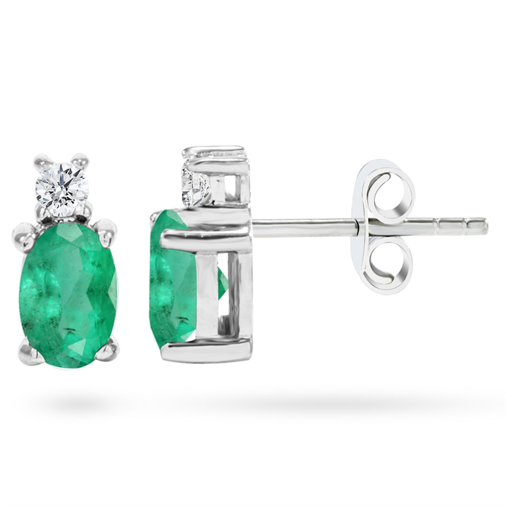 Goldstore-0.12 ct. Pırlanta Zümrüt Küpe