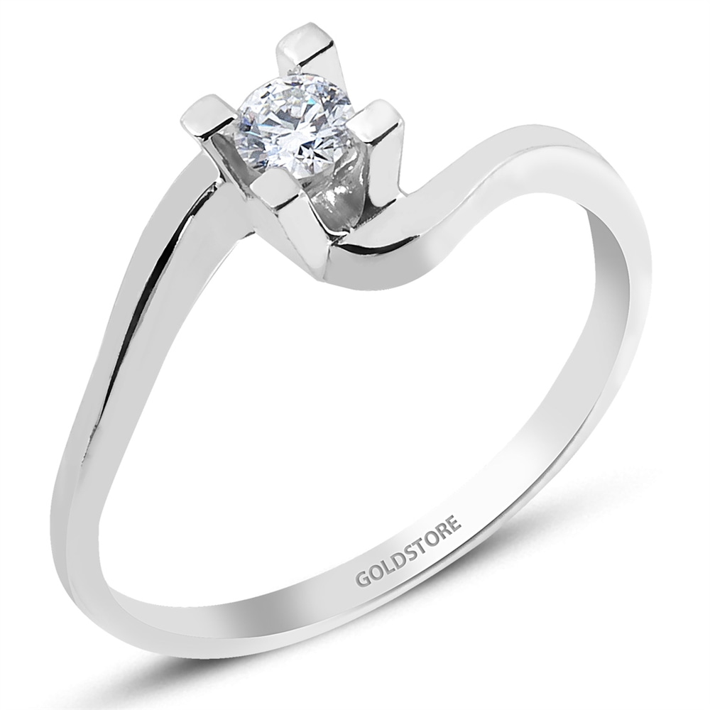 Goldstore-0.13 ct. Pırlanta S Kollu Tektaş Yüzük