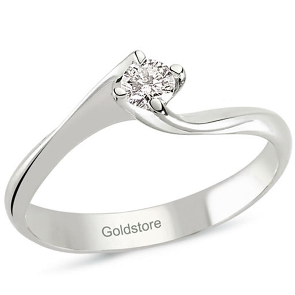 Goldstore-0.15 ct. Pırlanta S Kollu Tektaş Yüzük