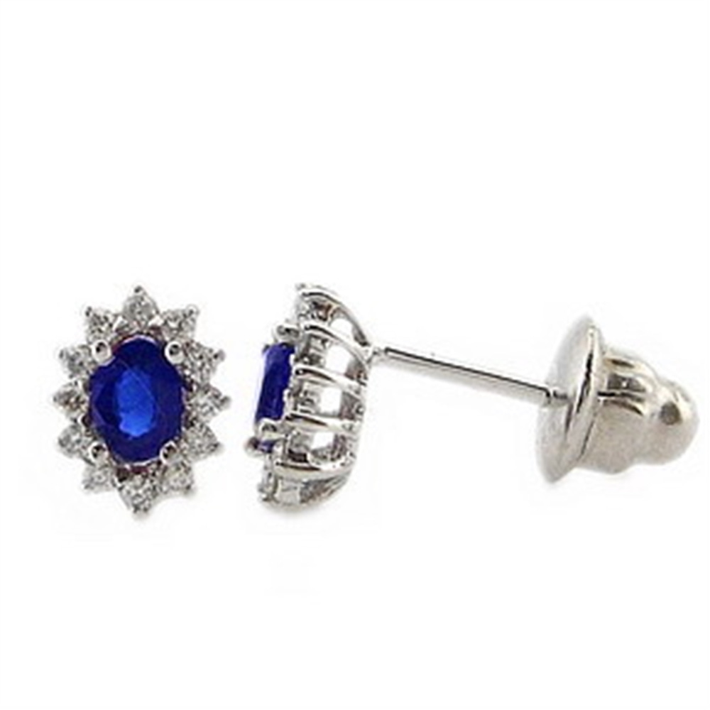 Goldstore-0.16 ct. Pırlanta Safir Anturaj Küpe