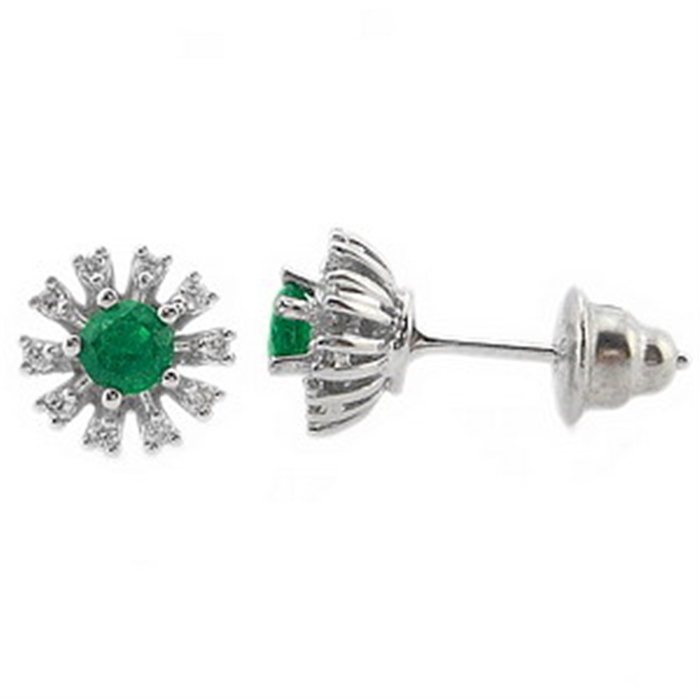 Goldstore-0.16 ct. Pırlanta Zümrüt Küpe