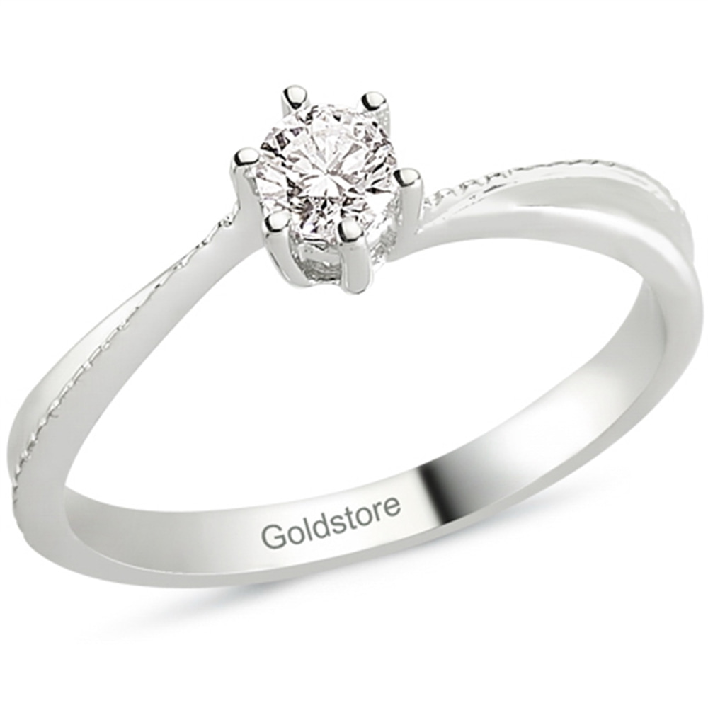 Goldstore-0.21 ct. Pırlanta S Kollu Tektaş Yüzük
