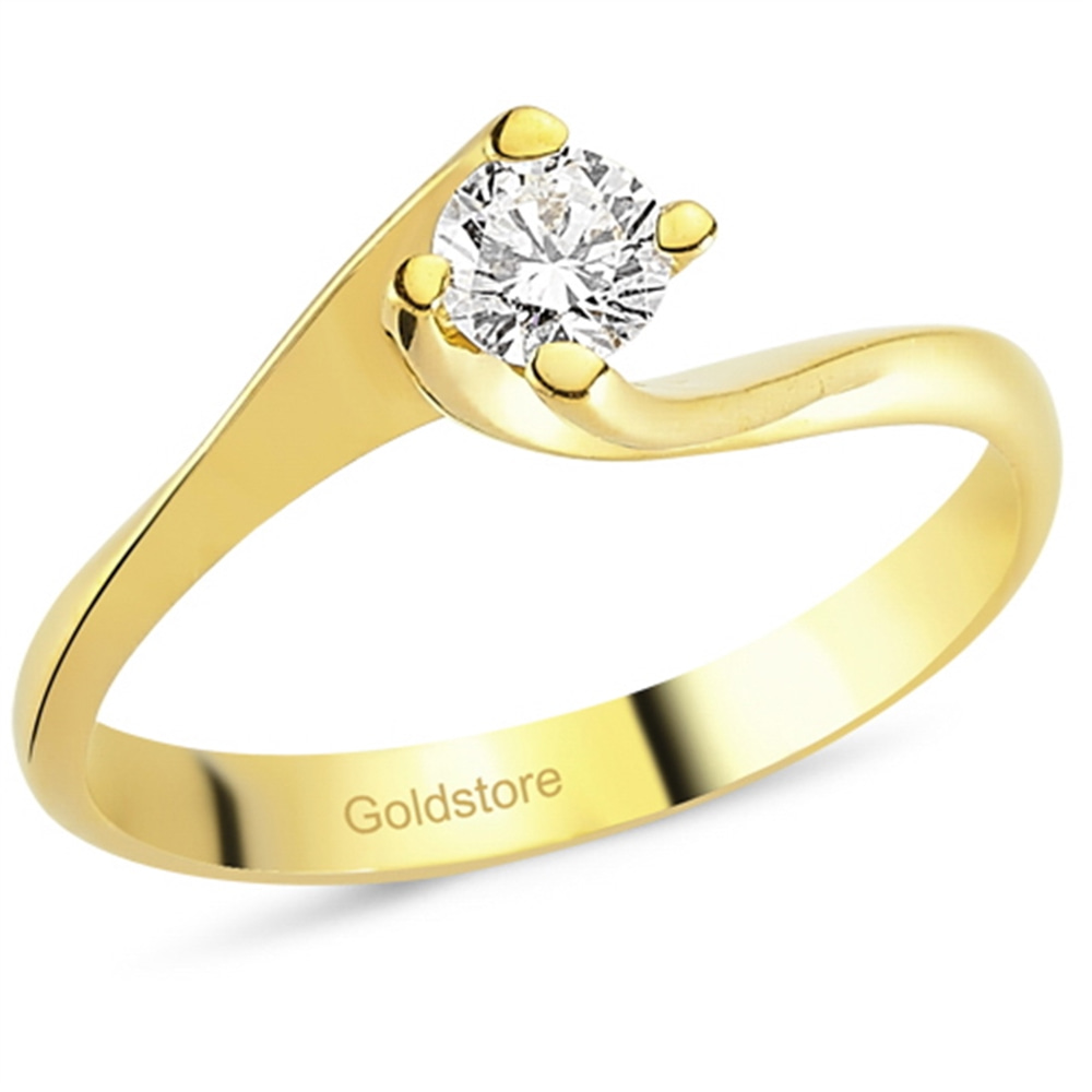 Goldstore-0.24 ct. Pırlanta S Kollu Tektaş Yüzük