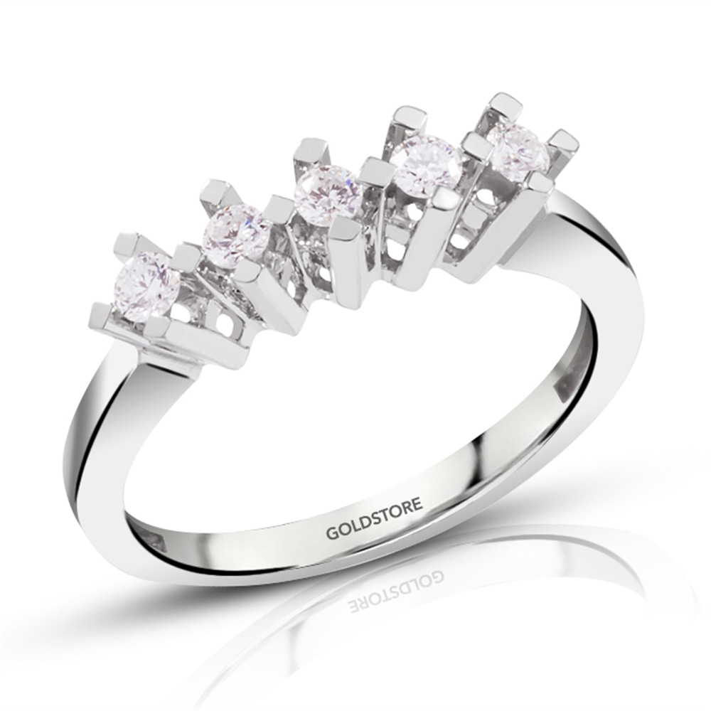 Goldstore-0.25 ct. Pırlanta 5 Taş Yüzük