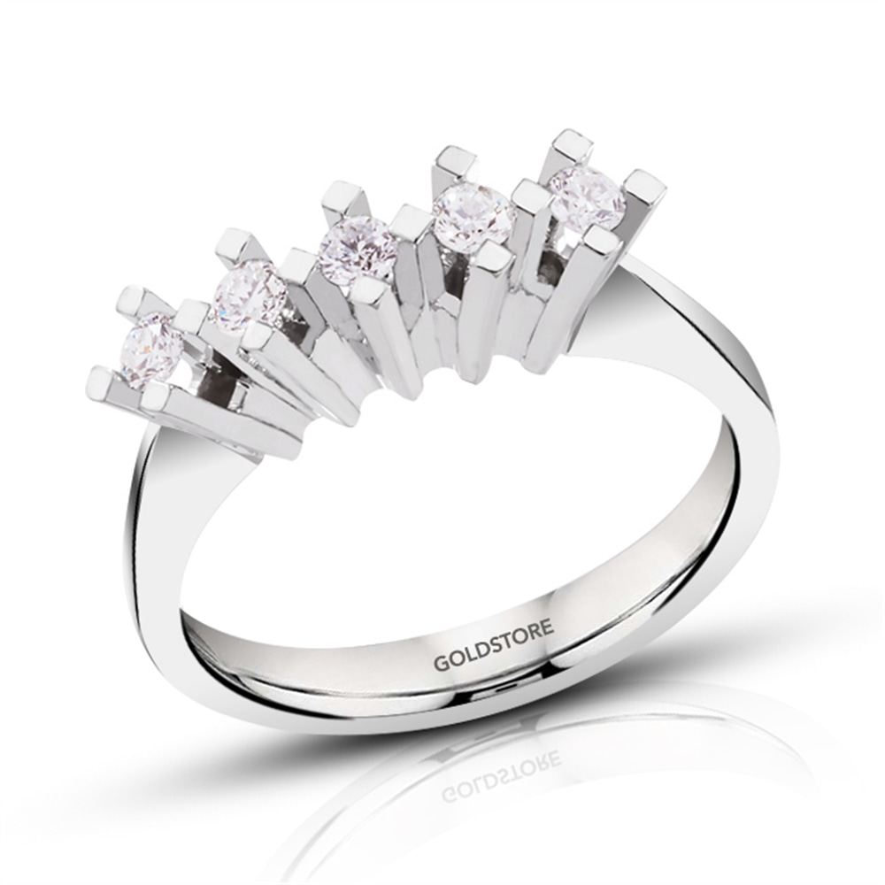 Goldstore-0.25 ct. Pırlanta 5 Taş Yüzük