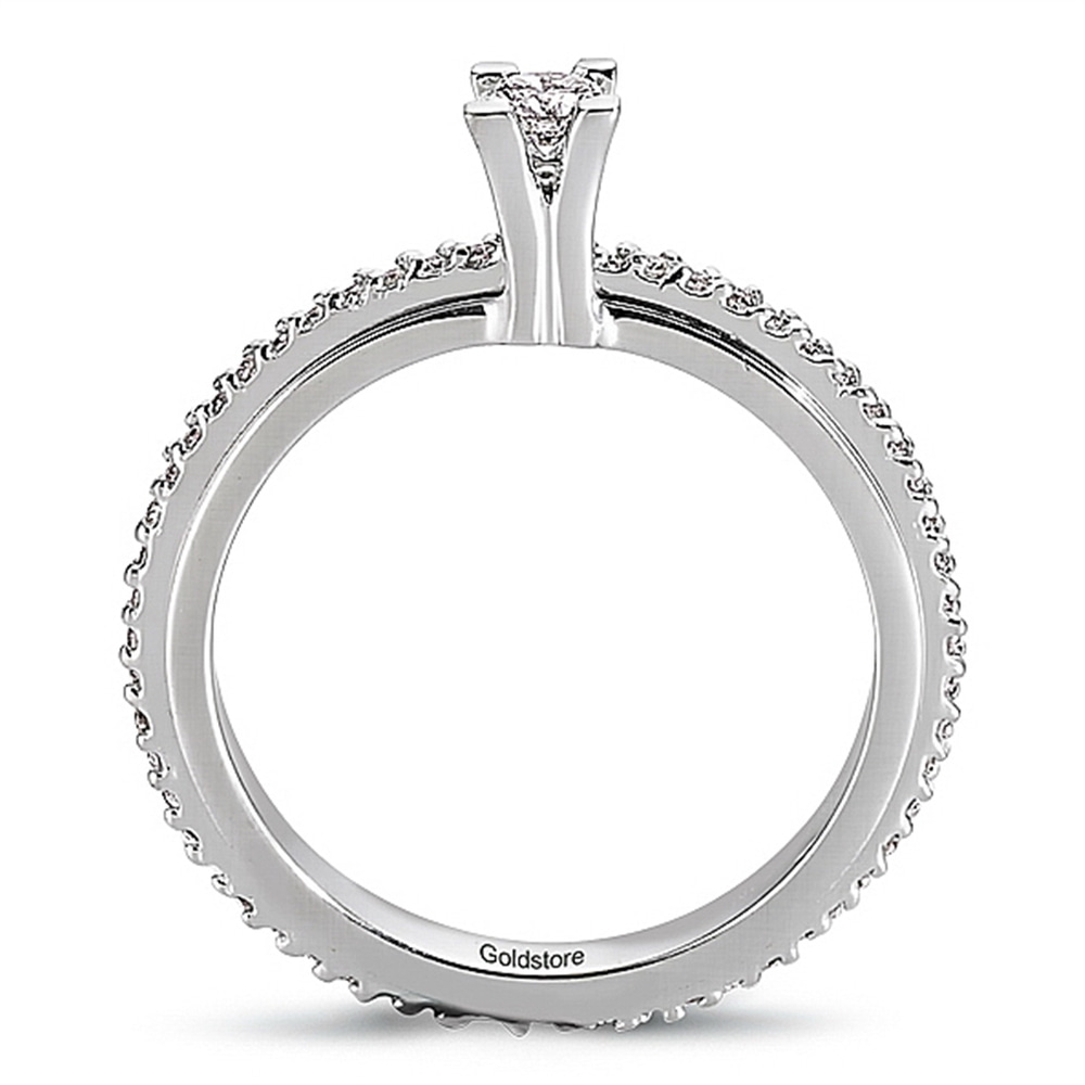 Goldstore-0.28 ct. Pırlanta Yan Kollar Taşlı Tektaş Yüzük