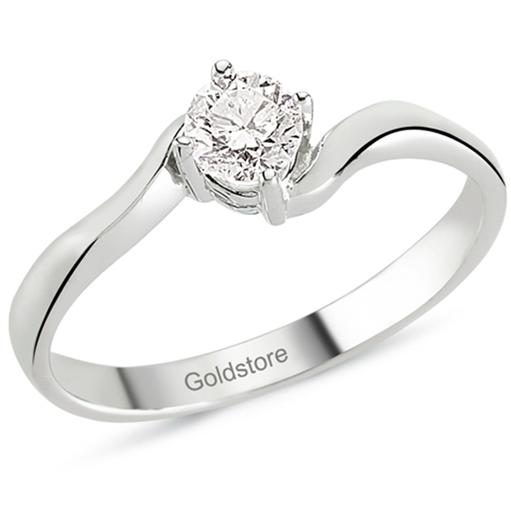 Goldstore-0.29 ct. Pırlanta S Kollu Tektaş Yüzük