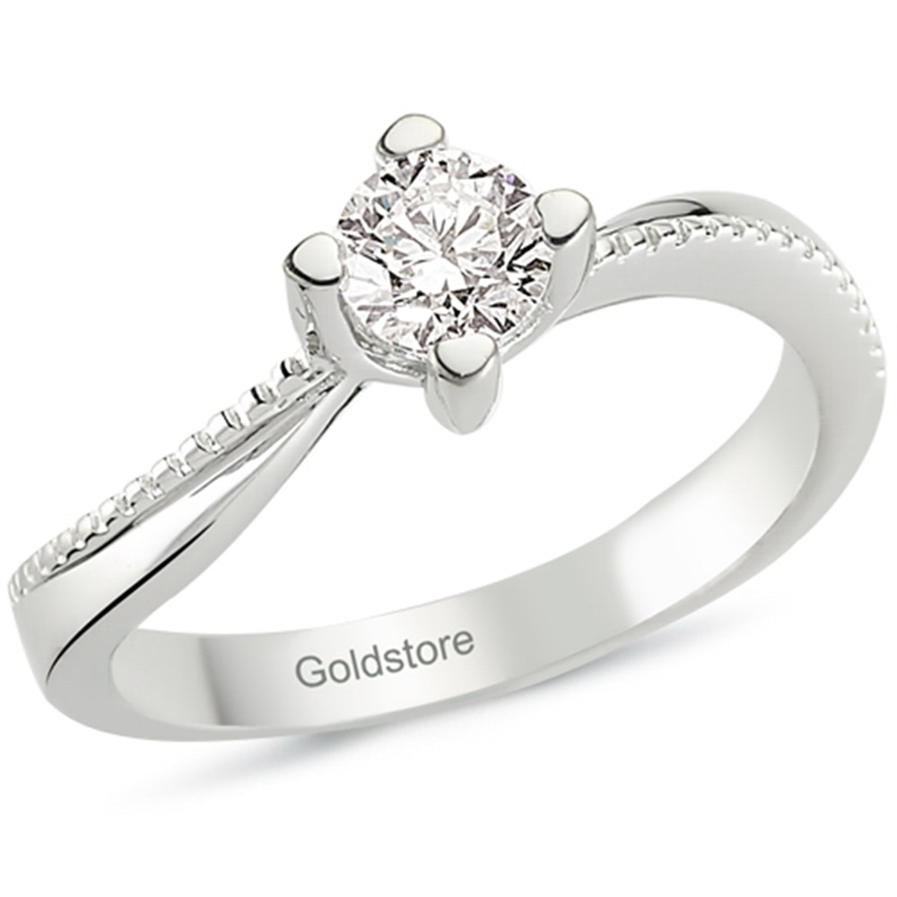 Goldstore-0.3 ct. Pırlanta S Kollu Tektaş Yüzük