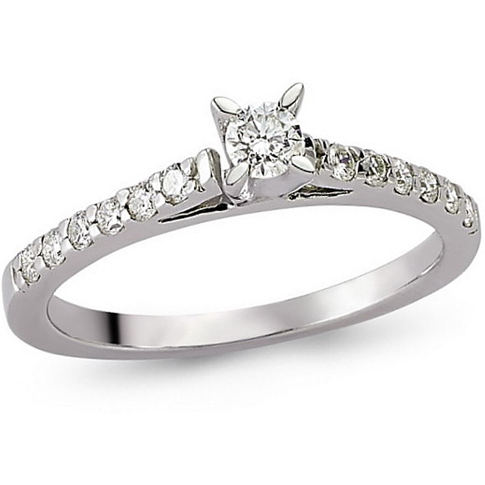 Goldstore-0.3 ct. Pırlanta Yan Kollar Taşlı Tektaş Yüzük