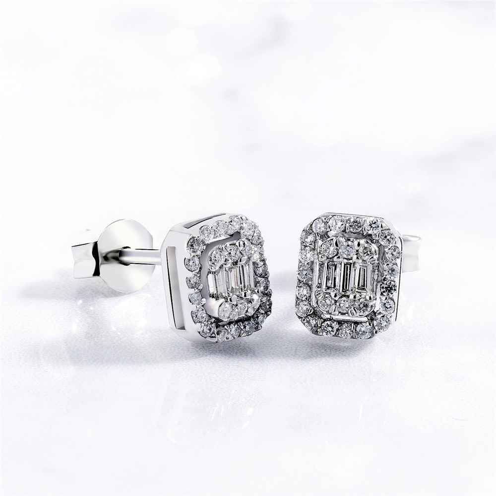Goldstore-0.31 ct. Pırlanta Baget Küpe