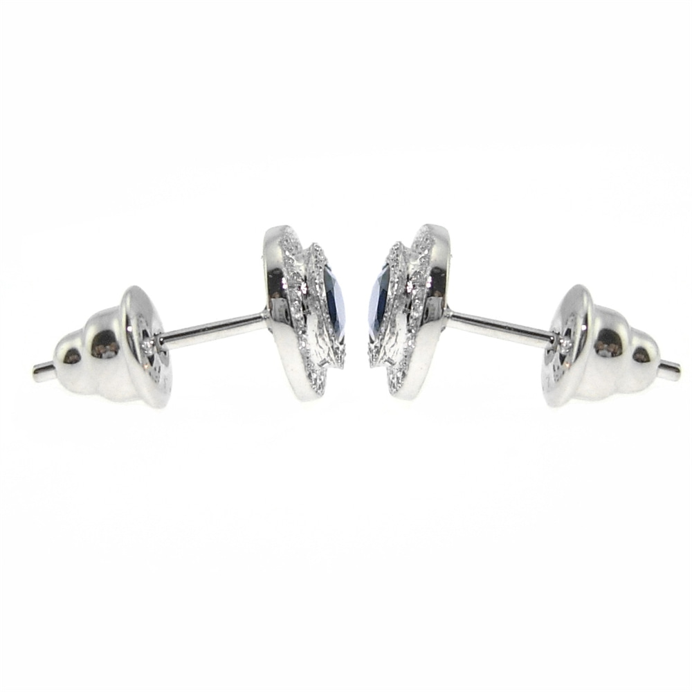 Goldstore-0.36 ct. Pırlanta Safir Anturaj Küpe