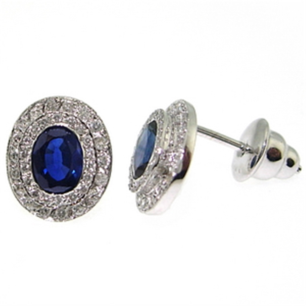 Goldstore-0.36 ct. Pırlanta Safir Anturaj Küpe