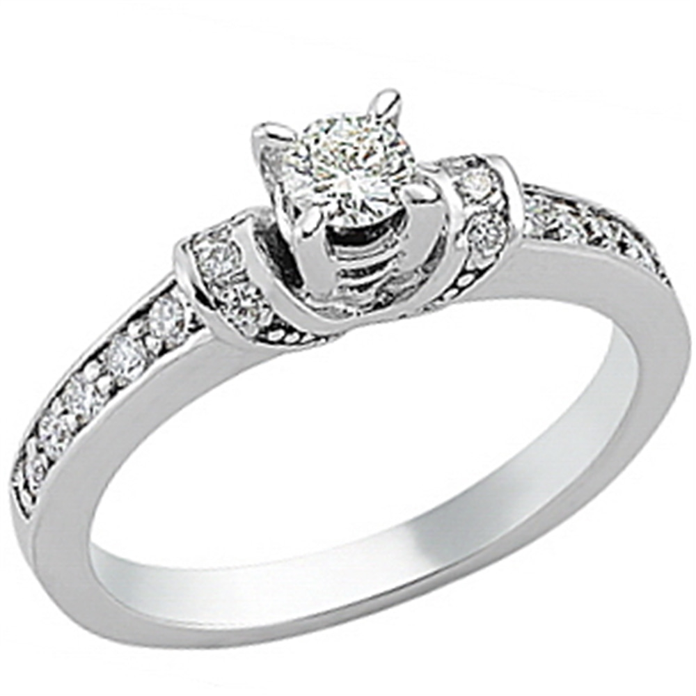 Goldstore-0.4 ct. Pırlanta Yan Kollar Taşlı Tektaş Yüzük