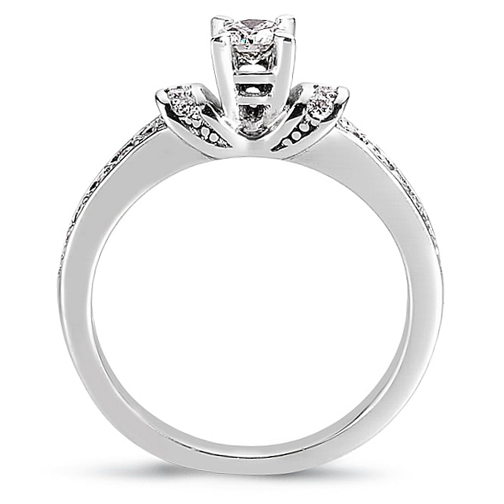 Goldstore-0.4 ct. Pırlanta Yan Kollar Taşlı Tektaş Yüzük