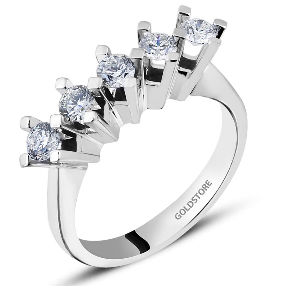 Goldstore-0.5 ct. Pırlanta 5 Taş Yüzük