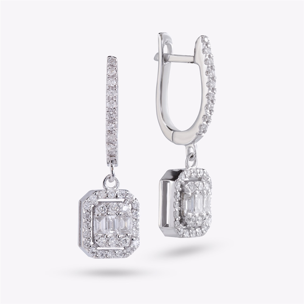 Goldstore-0.5 ct. Pırlantalı Baget Küpe