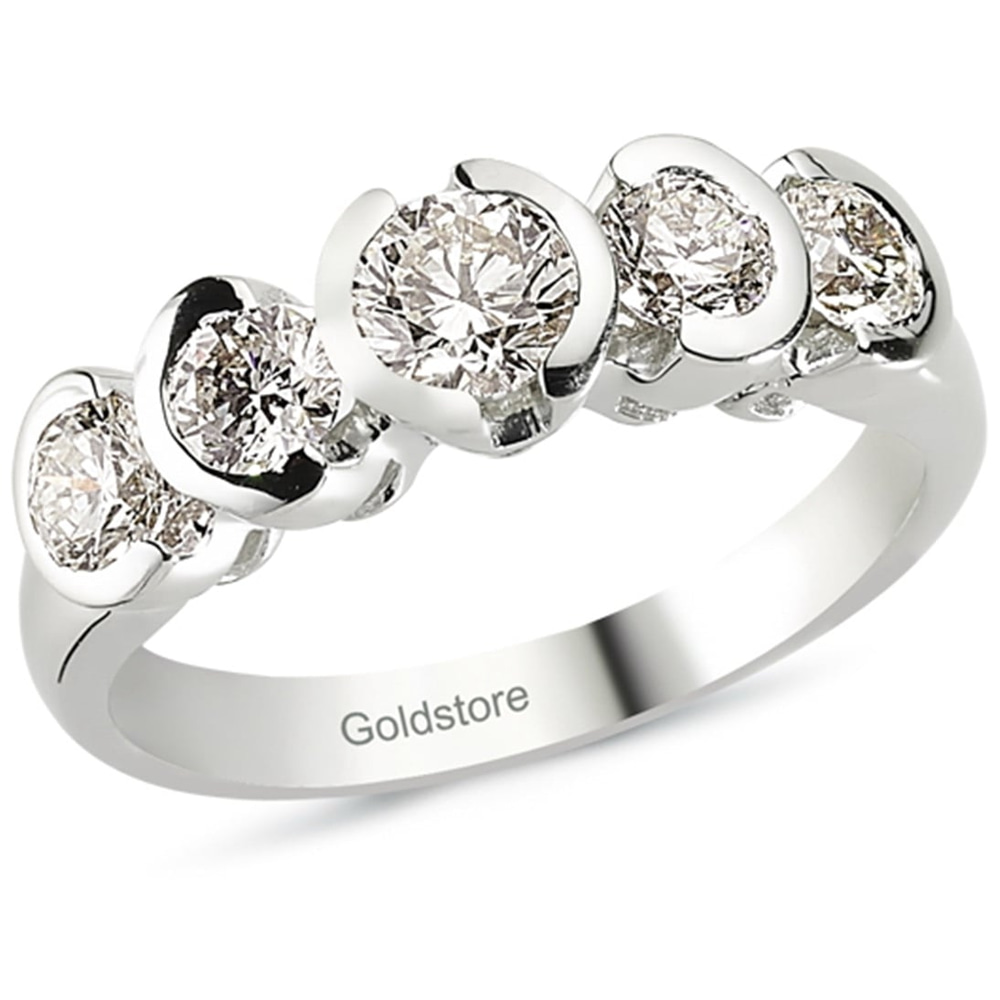 Goldstore-1.11 ct. Pırlanta 5 Taş Yüzük