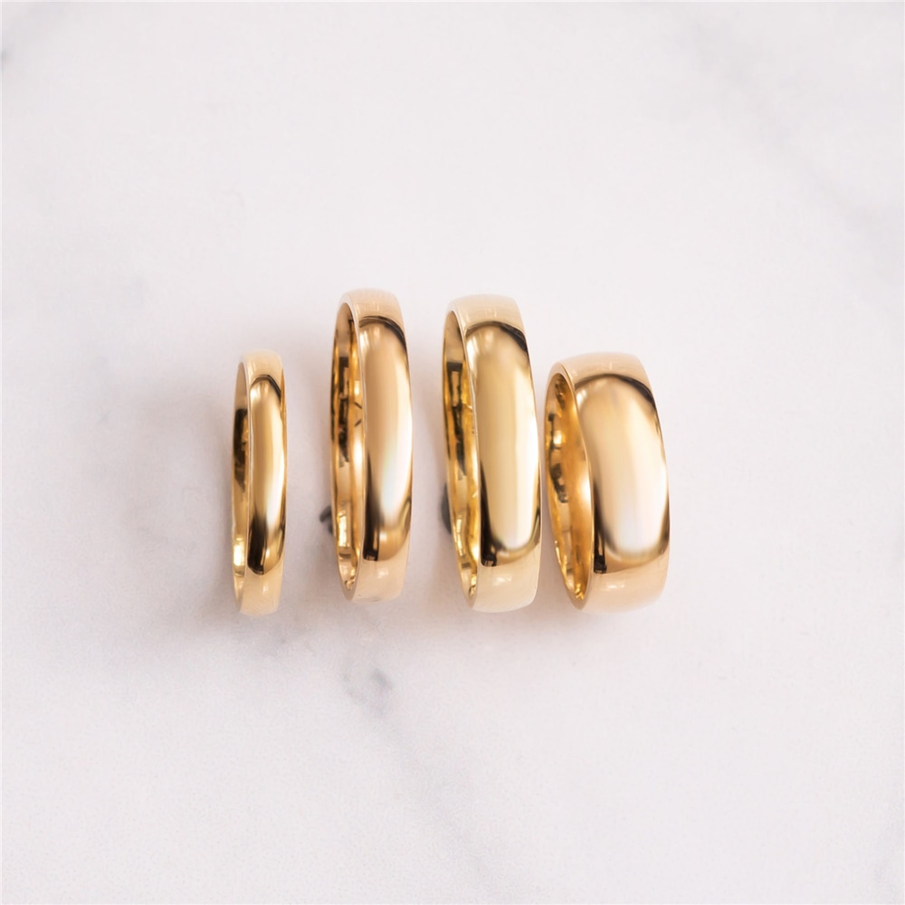 Goldstore-14K 18K Comfort Fit 3mm Wedding Ring, Solid Gold Dome Comfort Fit Wedding Band, High Polished Plain Gold Comfort Fit Wedding Bands.