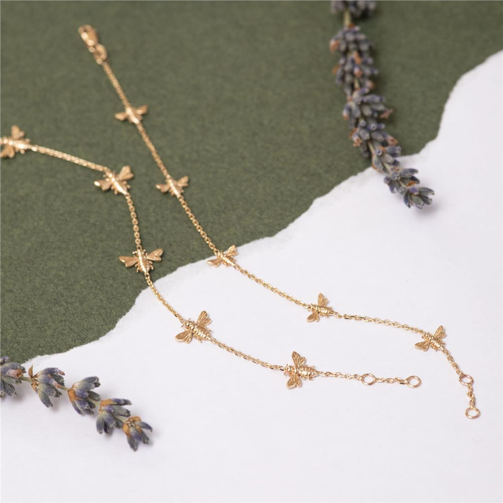 Goldstore-14K 18K Gold Bee Bracelet, Dainty Bumblebee Real Gold Bracelet, Honey Bee Rose Gold Bracelet Gift for Mom Gift for Her, Girlfriend Gift