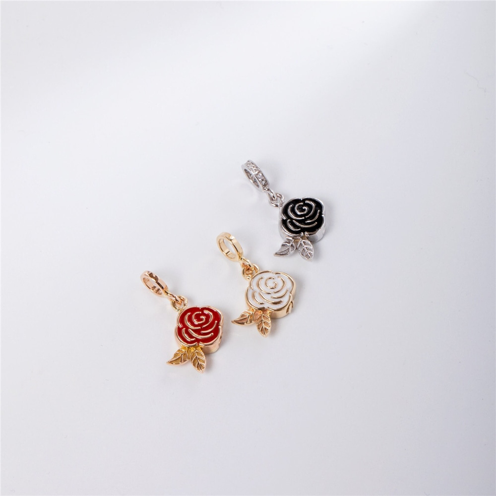 Goldstore-14k 18k Gold Cremation Custom Urn Rose Pendant, Memorial Nature Lover Enamel Pendant, Blooming Rose Pendant, Flower Ashes Pendant for Her