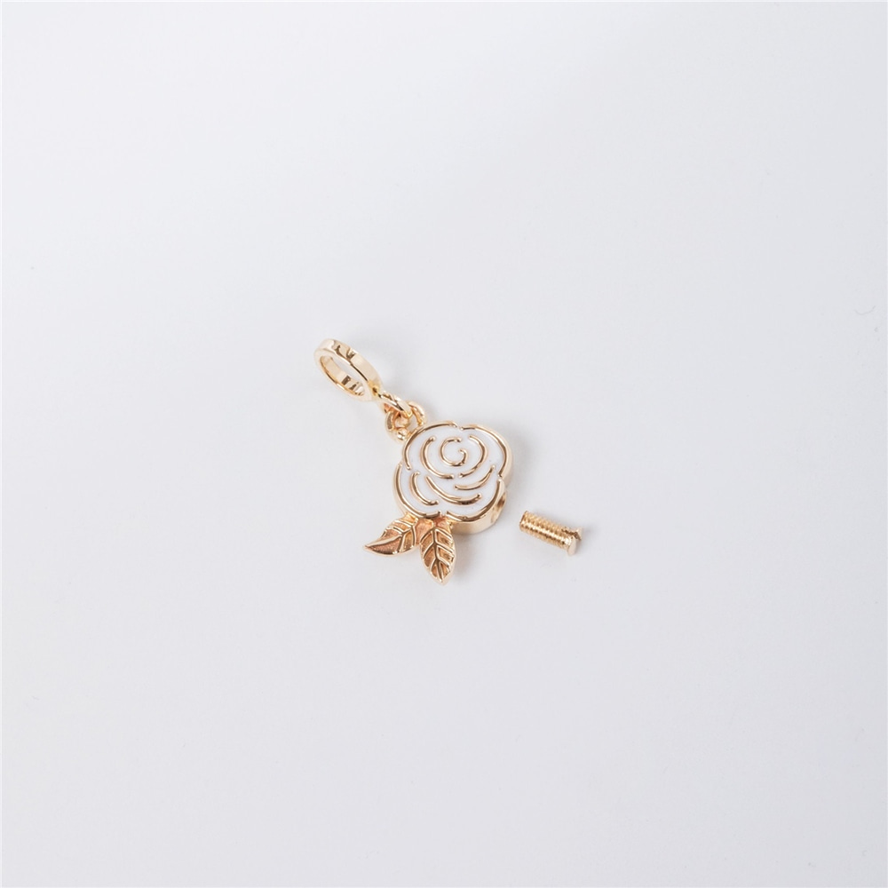 Goldstore-14k 18k Gold Cremation Custom Urn Rose Pendant, Memorial Nature Lover Enamel Pendant, Blooming Rose Pendant, Flower Ashes Pendant for Her