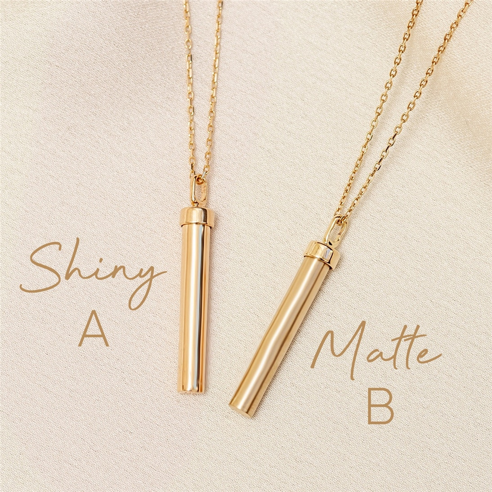 Goldstore-14k 18k Gold Cremation Urn Cylinder Bar Necklace, Memorial Bar Urn Custom Pendant, Cremation Ashes Necklace for Son Dad Mom or Loved ones.