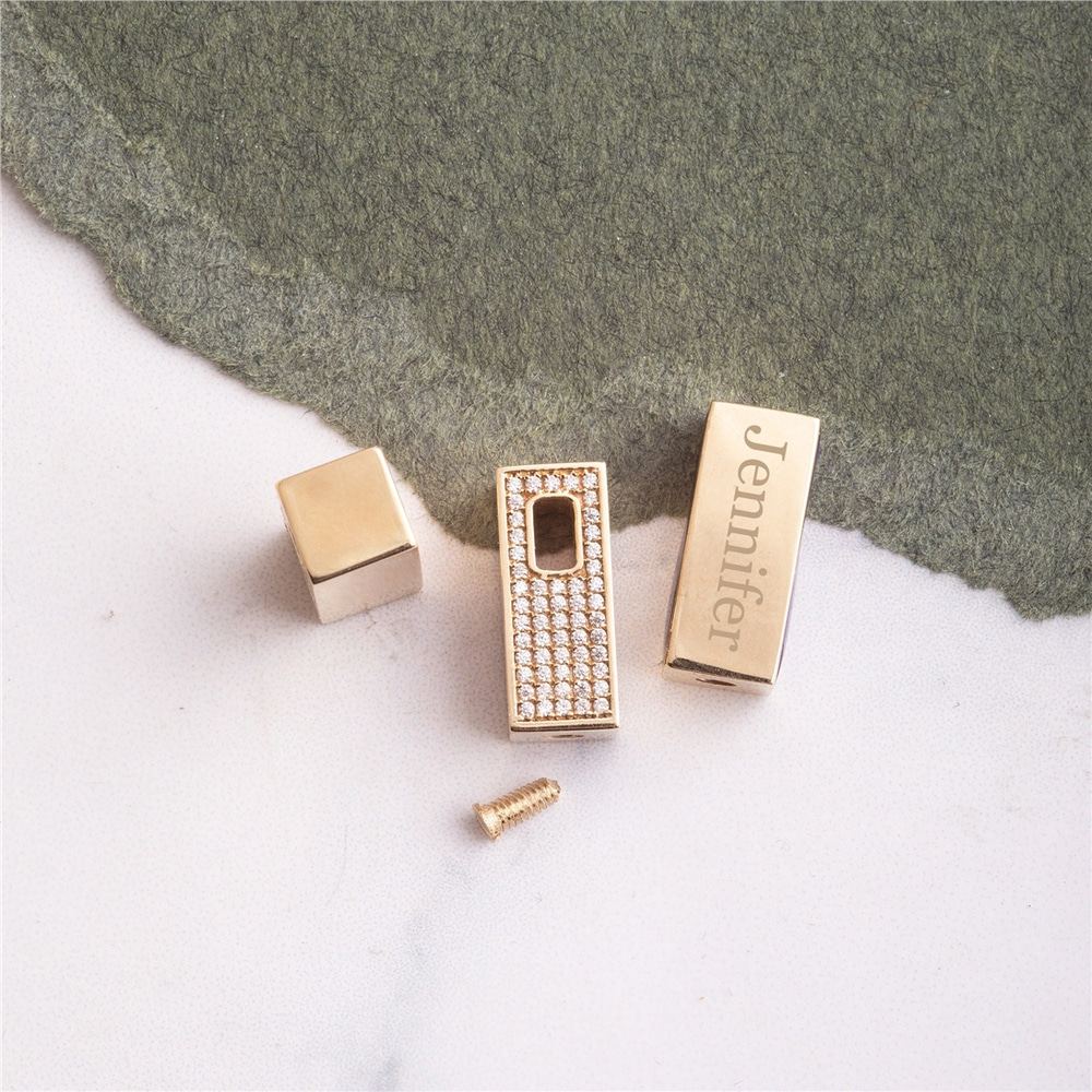 Goldstore-14K 18K Gold Micro Pave Diamond or Pave Cz Cremation Urn Bar Pendant, Custom Name Initial Letter Engraved Memorial Gold Pendant for Ashes